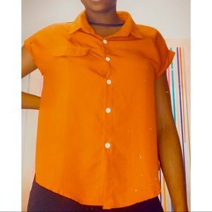 Orange short sleeved button down